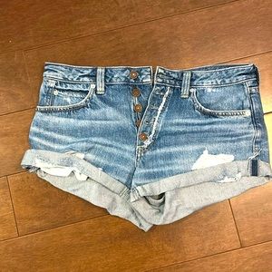 Free People denim distressed short